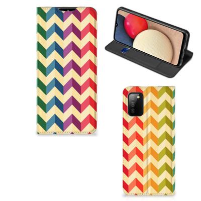 Samsung Galaxy M02s | A02s | Hoesje met Magneet | Zigzag Multi Color