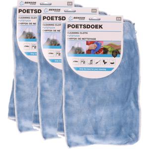 Poetsdoeken - set 6x - extra zacht - microvezel - 2 formaten - blauw