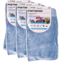 Poetsdoeken - set 6x - extra zacht - microvezel - 2 formaten - blauw - thumbnail