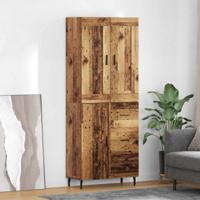Hoge kast met lade 2 pcs Oud Hout Geengineerd Hout en Glas