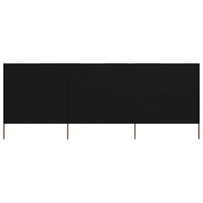 Windscherm 3-panelen 400x160 cm stof zwart