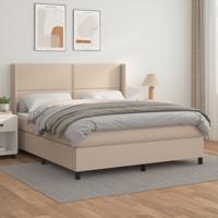 Boxspring met matras kunstleer cappuccinokleurig 180x200 cm