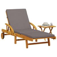 Ligbed met kussen en tafel massief acaciahout