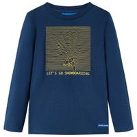 Kindershirt met lange mouwen snowboardprint 140 marineblauw