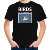 Zilvereigers vogel t-shirt met dieren foto birds of the world zwart voor kinderen - thumbnail