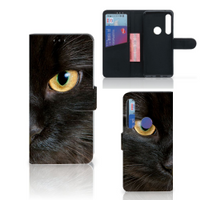 Motorola One Action Telefoonhoesje met Pasjes Zwarte Kat