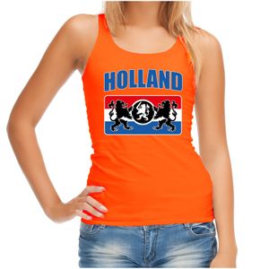 Oranje tanktop Holland / Nederland supporter Holland met een Nederlands wapen EK/ WK voor dames