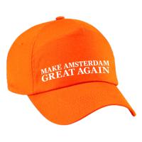 Verkleed feest pet - oranje - Make Amsterdam Great Again - volwassenen
