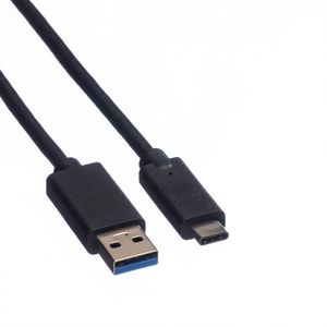 ROLINE USB 3.2 Gen 1 kabel, A-C, M/M, zwart, 1 m