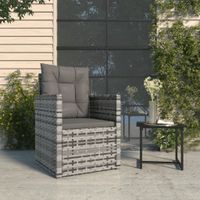 Tuinstoel met kussens poly rattan grijs