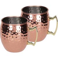 Moscow Mule bekers - 2x - RVS - koperkleurig - 500 ml - cocktailglazen