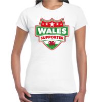 Welsh / Wales schild supporter t-shirt wit voor dames