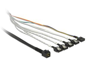 Delock 83315 Kabel Mini SAS SFF-8643 > 4 x SATA 7-polig + Zijband 0,5 m metaal