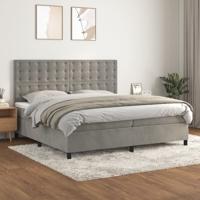 Boxspring met matras fluweel lichtgrijs 200x200 cm
