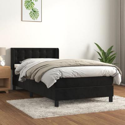 Boxspring met matras fluweel zwart 100x200 cm