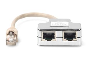 Digitus RJ45 Netwerk Adapter CAT 5, CAT 5e [2x RJ45-stekker - 1x RJ45-stekker] Grijs