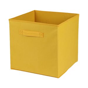 Opbergmand/kastmand Square Box - karton/kunststof - 29 liter - geel - 31 x 31 x 31 cm
