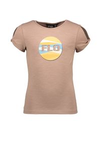 Like Flo Meisjes t-shirt open schouder - Taupe