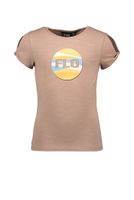 Like Flo Meisjes t-shirt open schouder - Taupe - thumbnail