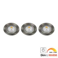 Set 3x Bella Ondiepe LED spot kantelbaar 7Watt rond NIKKEL IP65 dimbaar - dim to warm