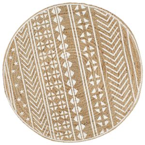 VidaXL Vloerkleed handgemaakt met witte print 90 cm jute
