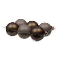 Othmar Decorations Kerstballen - 6x st - grijs/bruin - 8 cm - glas - mat/glans   -