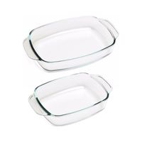 Glazen ovenschalen set van 2x stuks - 27 x 17 cm en 33 x 21 cm - thumbnail