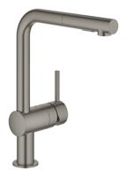 Keukenmengkraan GROHE Minta L-Uitloop Uittrekbare Dual Spray Hard Graphite Geborsteld