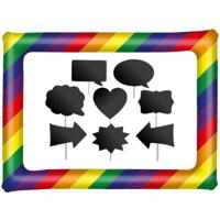 Foto prop set met frame 80 x 60 cm - krijtbordjes voor party teksten - 9-delig - photo booth