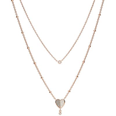 Fossil JF03648791 Ketting Vintage Glitz staal-glas rosekleurig 46-51 cm