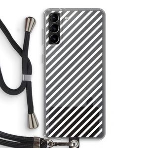 Strepen zwart-wit: Samsung Galaxy S21 Plus Transparant Hoesje met koord