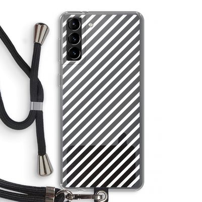 Strepen zwart-wit: Samsung Galaxy S21 Plus Transparant Hoesje met koord