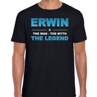 Naam cadeau t-shirt Erwin - the legend zwart voor heren