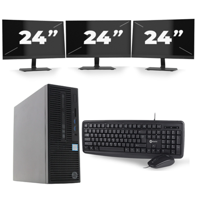 HP 280 G2 SFF - Intel Core i5-6e Generatie - 8GB RAM - 256GB SSD - Windows 11 + 3x 24 inch Monitor