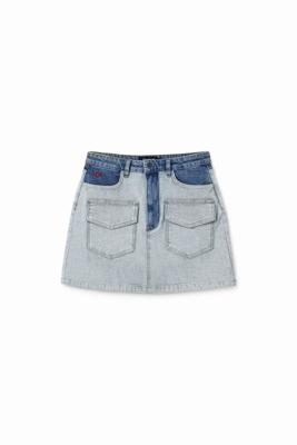 Mini-spijkerrok zakken - BLUE - XS