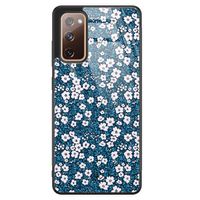 Samsung Galaxy S20 FE glazen hardcase - Bloemen blauw