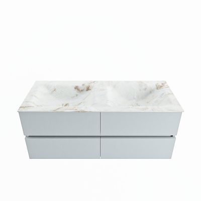 MONDIAZ VICA-DLUX 120cm badmeubel onderkast Clay 4 lades. Inbouw wastafel CLOUD dubbel 2 kraangaten, kleur Frappe.