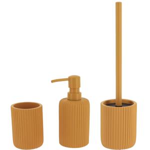 Tendance Badkamer accessoires set 3-delig - Polyresin - oranje - geribbeld