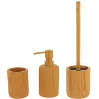 Tendance Badkamer accessoires set 3-delig - Polyresin - oranje - geribbeld