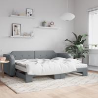 Slaapbank onderschuifbed matrassen 100x200 cm stof lichtgrijs