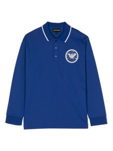 Emporio Armani Kids polo manches longues à logo appliqué - Bleu