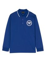 Emporio Armani Kids polo manches longues à logo appliqué - Bleu