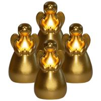 Anna's Collection LED kaars engel?- 4x - goud - 14 x 8 cm - met timer - op batterijen - kerst