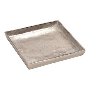 Kaarsen plateau - zilver - aluminium - 20 x 20 x 2 cm - vierkant - woondecoratie - dienblad