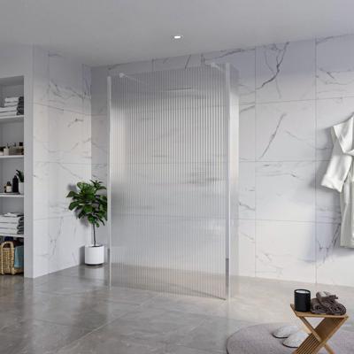 Fortifura Galeria Vrijstaande Inloopdouche - 120x200cm - Helder geribbeld - antikalk - 8mm veiligheidsglas - 2 zijwanden 40cm - wandsteunen en hoekprofielen - Chroom SW927766 2x/SW797953/SW797948 2x/SW358024 2x