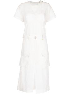 sacai robe évasée à logo brodé - Blanc