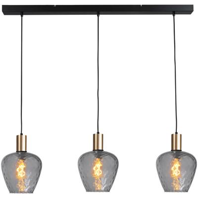 Masterlight 3-lichts hanglamp - goud -Porto met Diamond smoke glazen - 2711-05-02-100-3-5