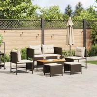 Tuinbankenset met kussen 6 pcs Bruin en Crème poly rattan