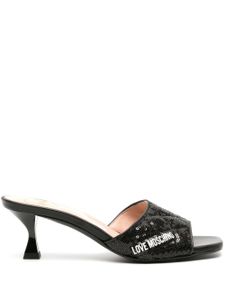 Love Moschino mules 65 mm à logo brodé de sequins - Noir