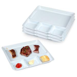 Plasticforte Gourmetborden - 8x stuks - wit - 4-vaks - kunststof - 26 x 24 cm